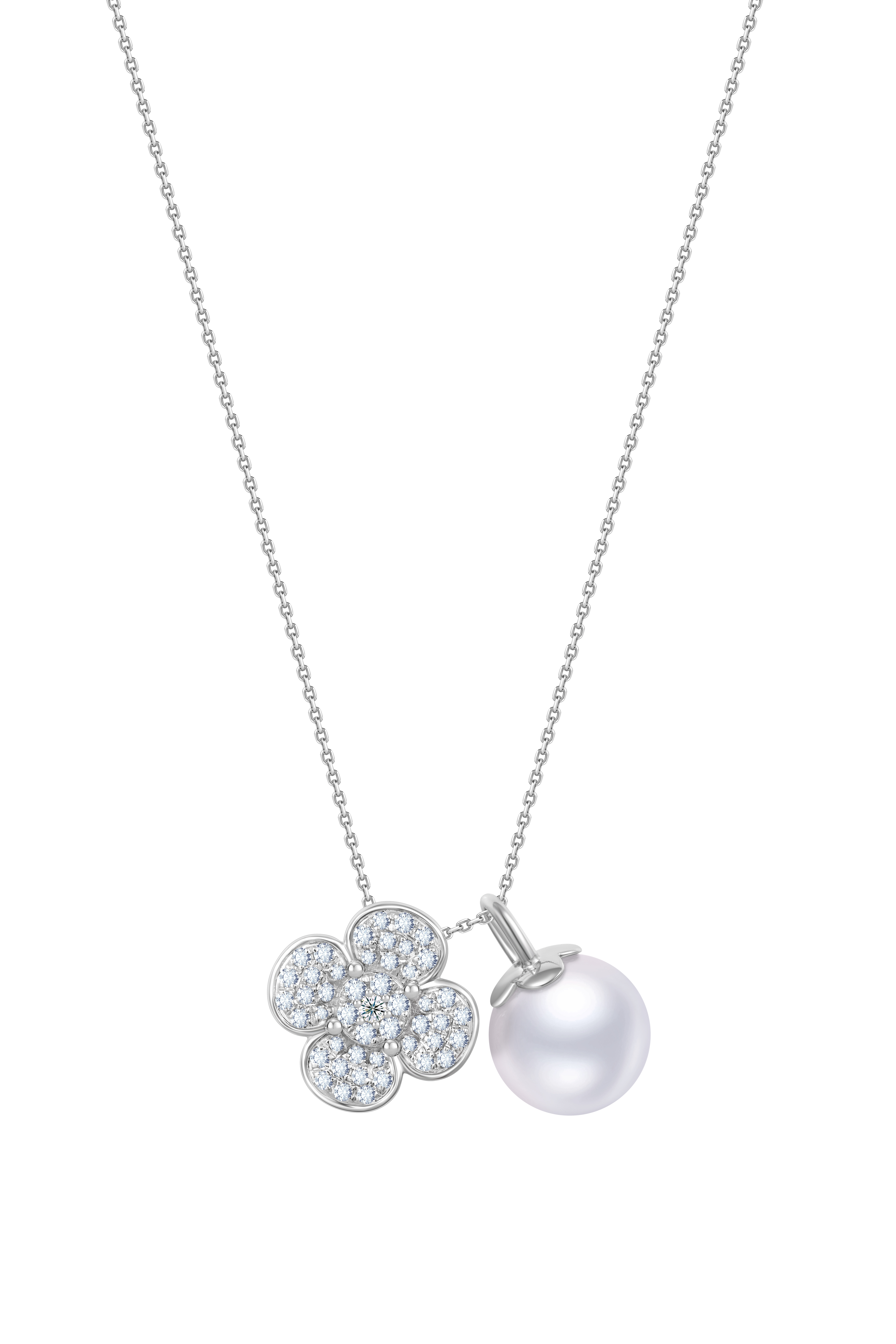 18K White Gold Pearl Necklace