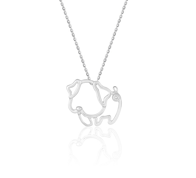 Baby Doggie (Single diamond version) - 18K White Gold and Diamond Pendants