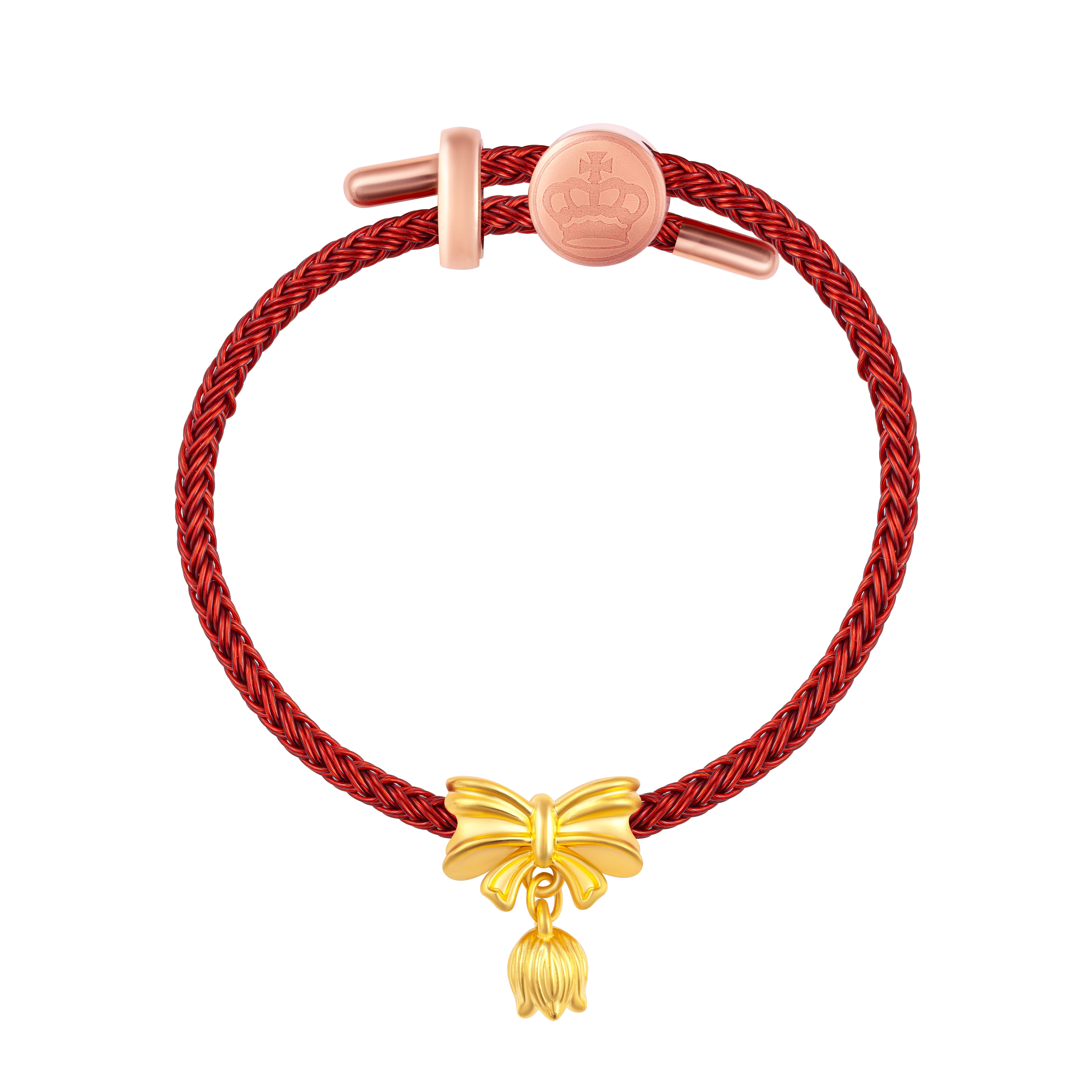 Fine Gold Charm with Leather Bracelet