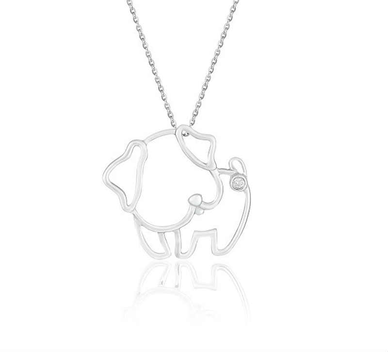 Mom Doggie (Single diamond version) - 18K White Gold and Diamond Pendants