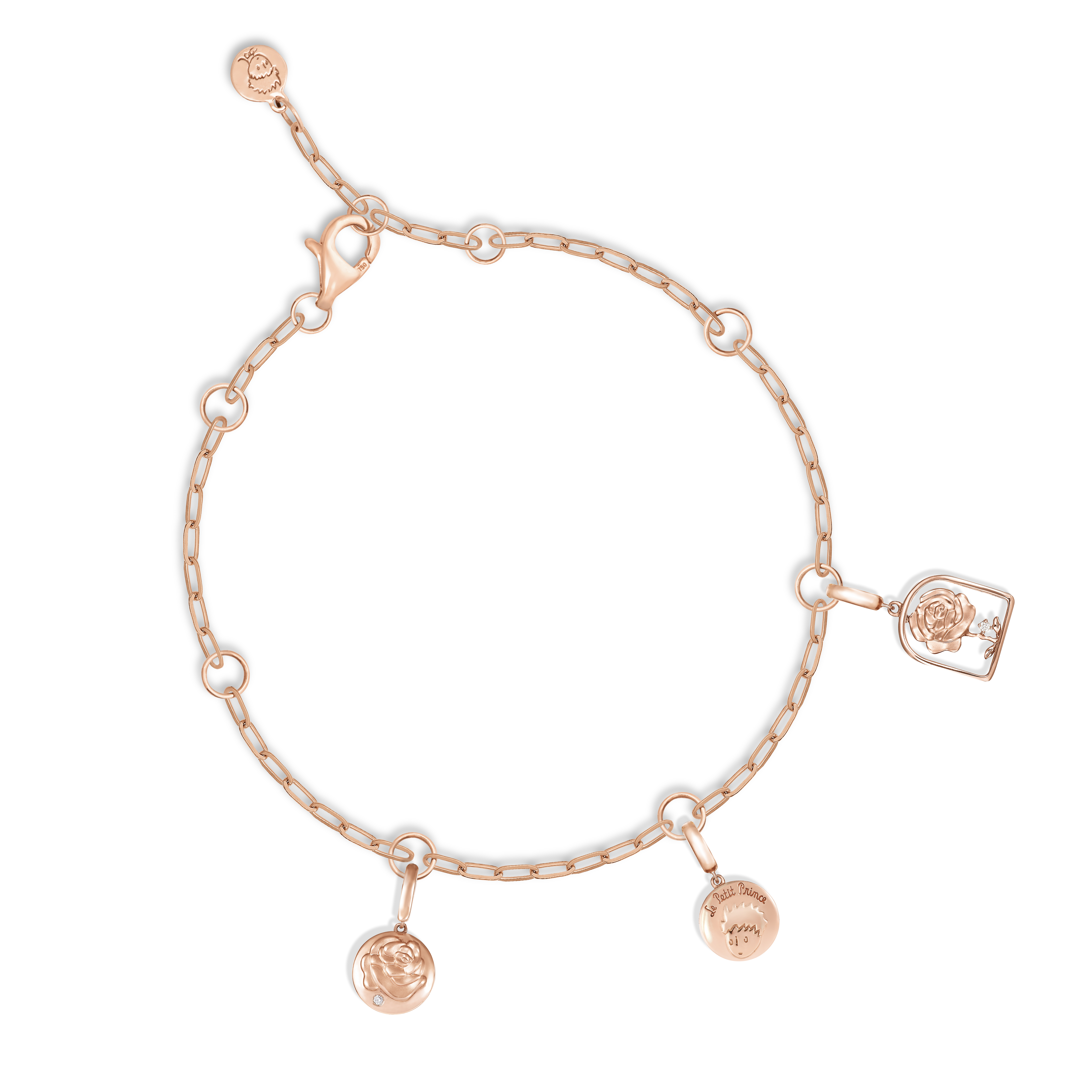 18K Rose Gold Diamond Pendant -Le Petit Prince and Rose
