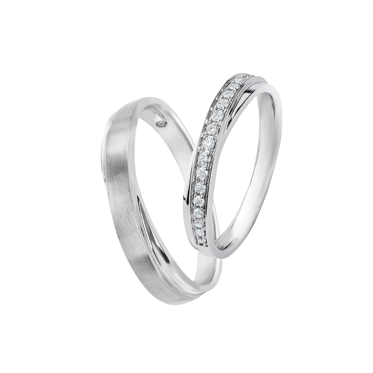 Bond of Two Wedding Band Collection 18K White Gold Diamond Wedding Band