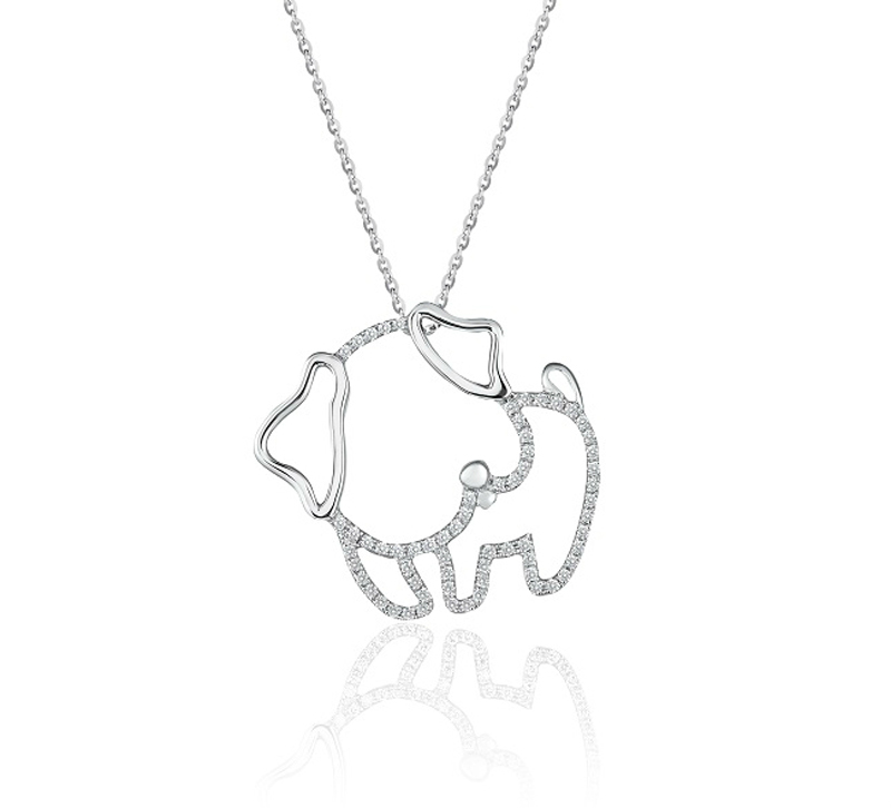 Mom Doggie (Full diamond version) - 18K White Gold and Diamond Pendants