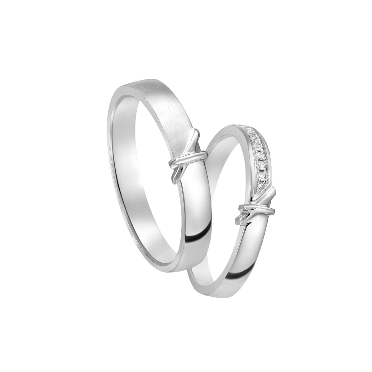 Bond of Two Wedding Band Collection 18K White Gold Diamond Wedding Band