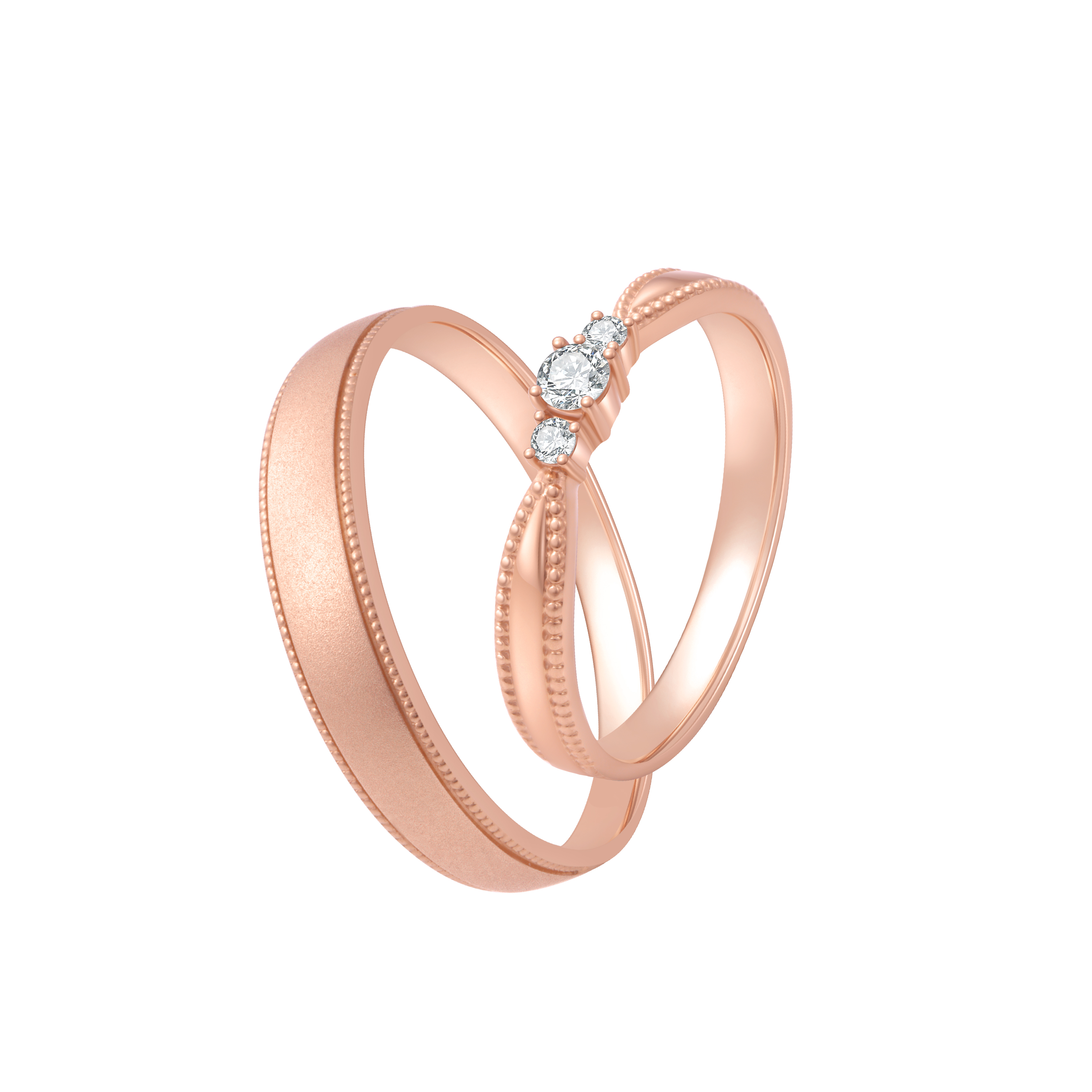 Bond of Two Wedding Band Collection 18K Rose Gold Diamond Wedding Band