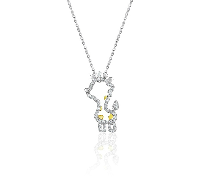 Baby Giraffe (Full diamond version) - 18K White Gold and Diamond Pendants
