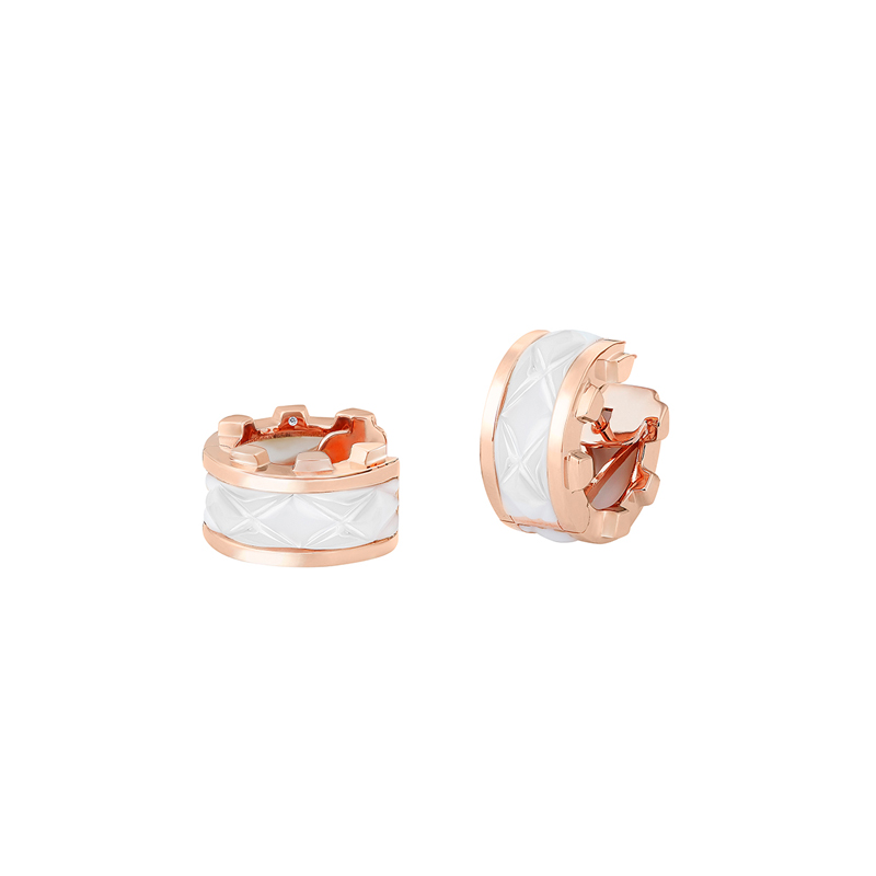 18K Rose Gold White Ceramic Earrings