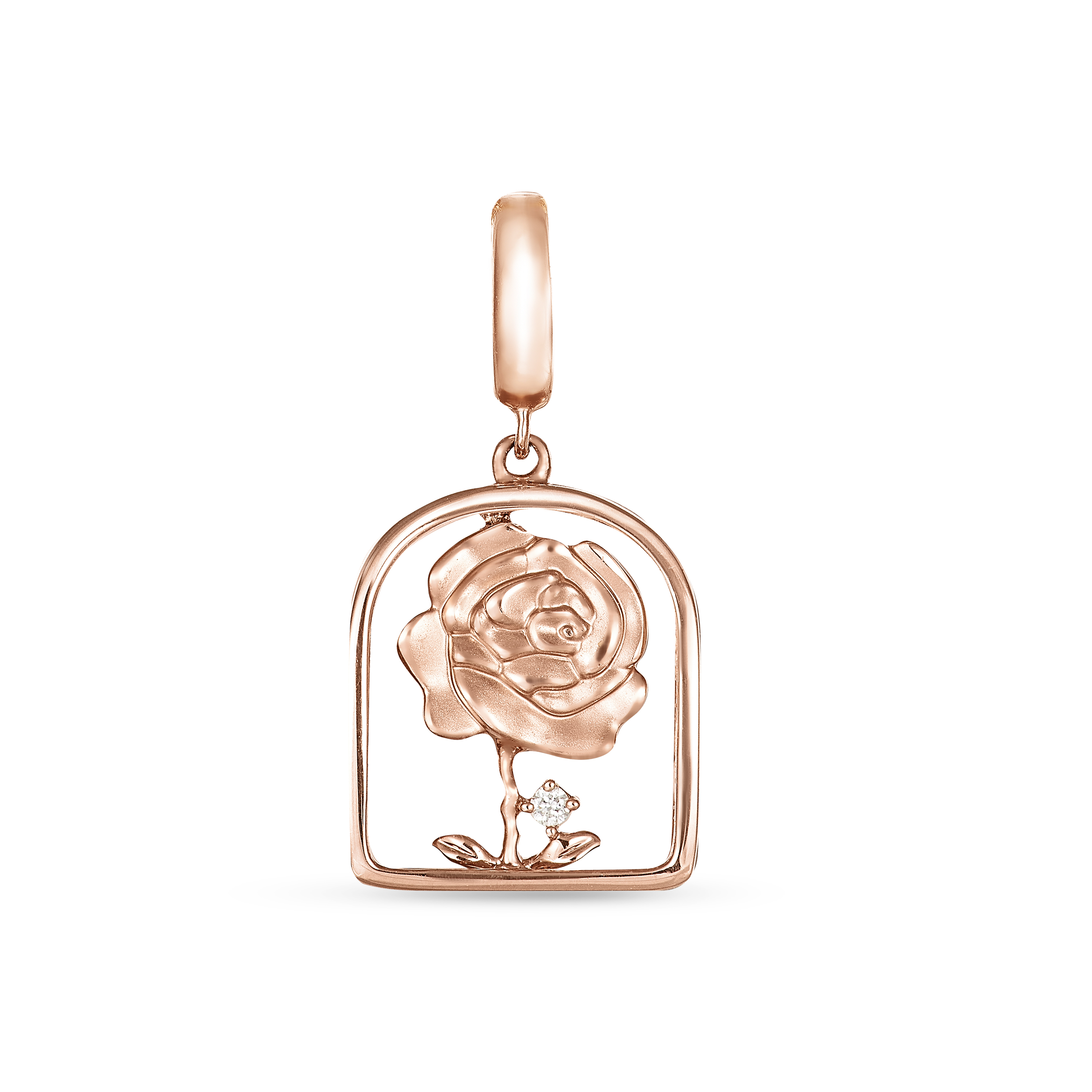 18K Rose Gold Diamond Pendant - Rose