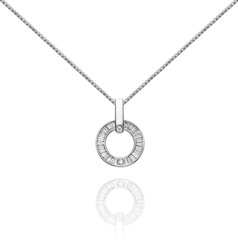 18K White Gold Diamond Pendant