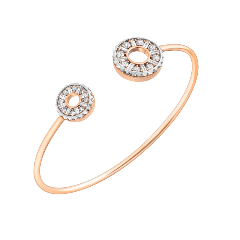 18K Rose Gold, White Gold and Diamond Bangle